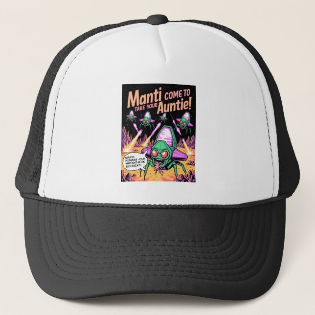  Manti Aliens Abduction Party! Defender Arcade '81 Trucker Hat (Front)