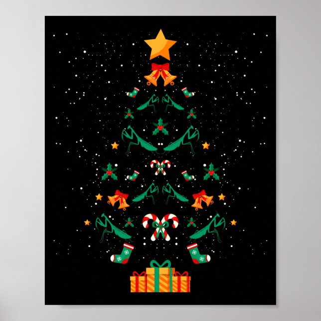 Mantis Praying Mantis Insect Christmas Tree Xmas L Poster (Front)