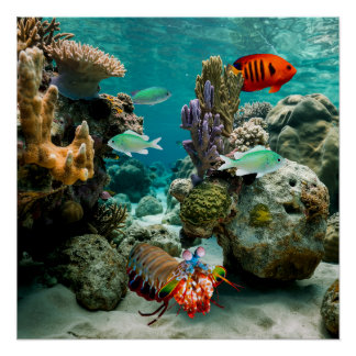 Mantis Shrimp Angelfish Saltwater Reef Fish Poster