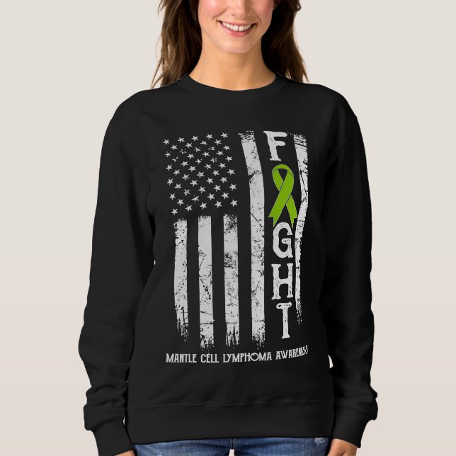 Mantle Cell Lymphoma Warrior US Flag Sweatshirt (Front)