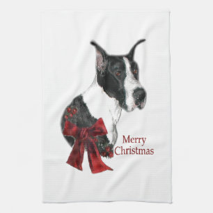 Mantle Great Dane Christmas Tea Towel