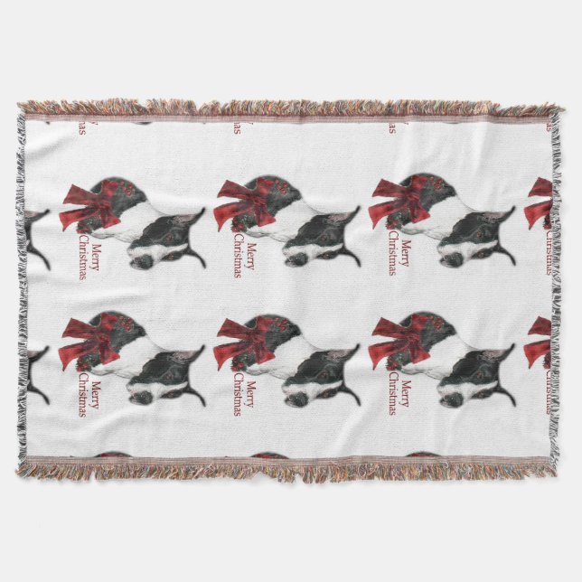 Mantle Great Dane Christmas Throw Blanket (Front)