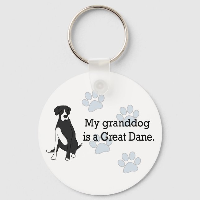 Mantle Great Dane Granddog Key Ring (Front)