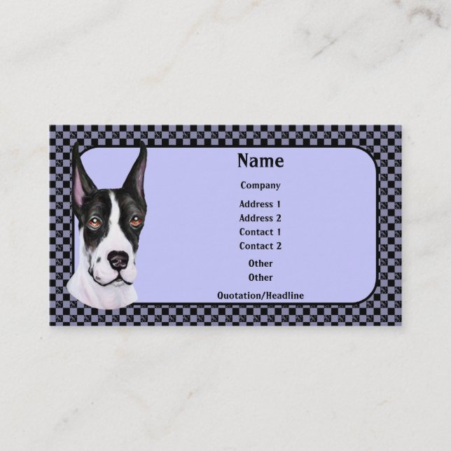 Mantle Pup Great Dane Business Card (Front)