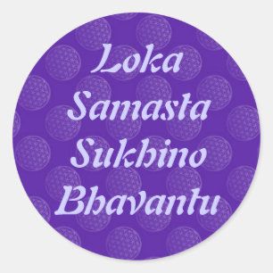 Mantra for World Peace flower of life Classic Round Sticker