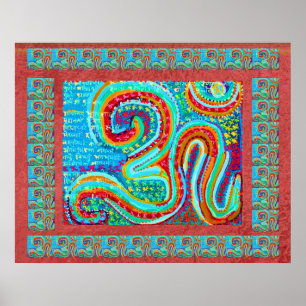 MANTRA:  Om 108 times Holy Red Background Poster