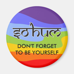 Mantra SO HUM - flat black & white contour Magnet