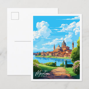 Mantua Italy vintage travel illustration Postcard