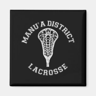 Manua District Lacrosse Girls Lax Retro Distressed Magnet