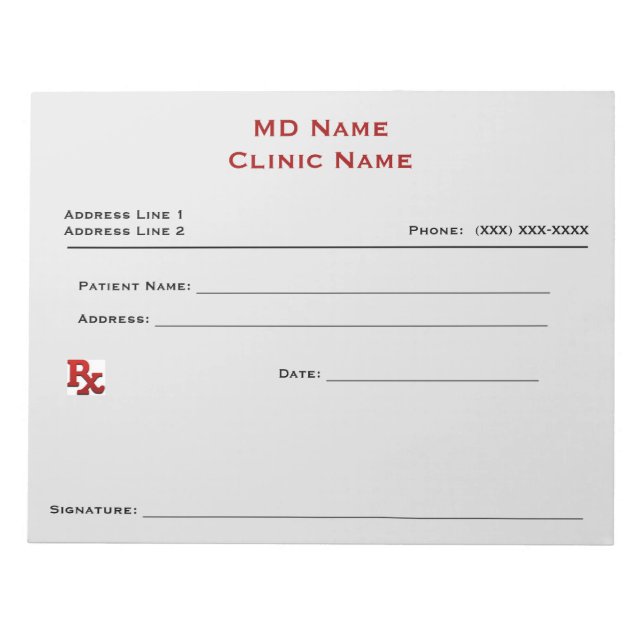 Manual Prescription Pad (Large - Light Grey) (Front)