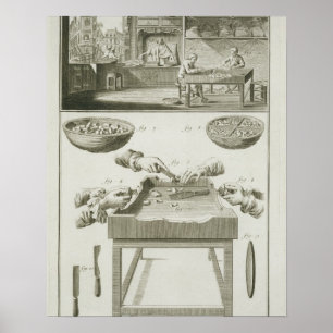 Manufacture of bottle corks, from the 'Encyclopedi Poster