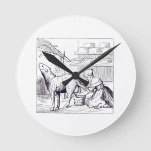 Manufacture of cheeses in Switzerland, after a woo Round Clock