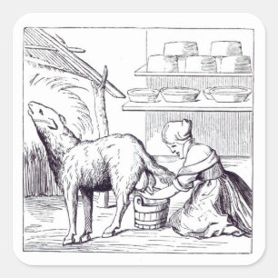 Manufacture of cheeses in Switzerland, after a woo Square Sticker