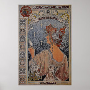Manufacture Royale Corsets ~ Belgium ~ 1897 Poster