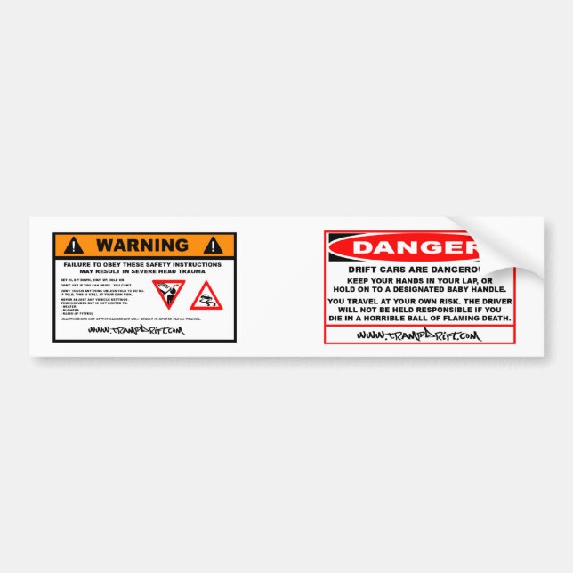 manufacturers_warning bumper sticker (Front)