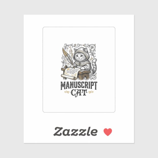 Manuscript Cat Cat Mediaeval Manuscript Vintage Ve (Sheet)