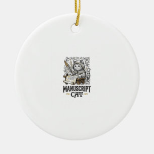 Manuscript Cat Cat Mediaeval Manuscript Vintage Ve Ceramic Ornament
