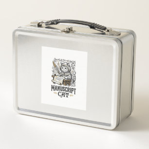 Manuscript Cat Cat Mediaeval Manuscript Vintage Ve Metal Lunch Box