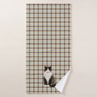 manx cat bi-col bath towel