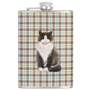 manx cat bi-col hip flask