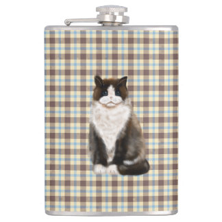 manx cat bi-col hip flask