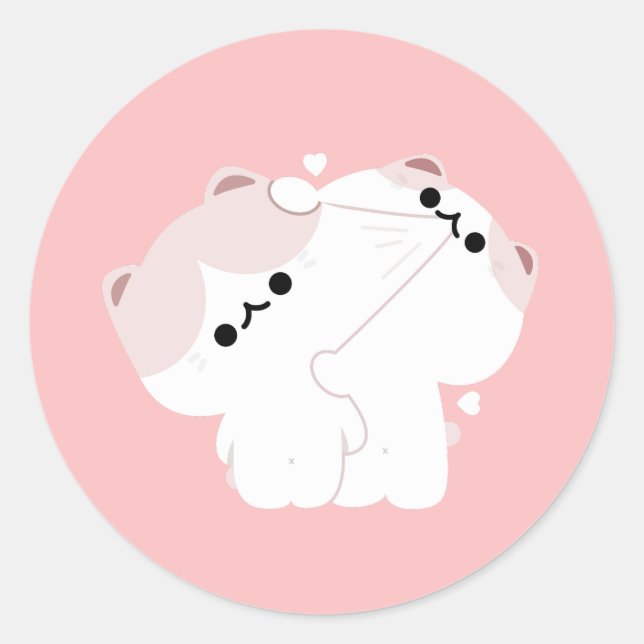 Manx Cat Couple Classic Round Sticker (Front)