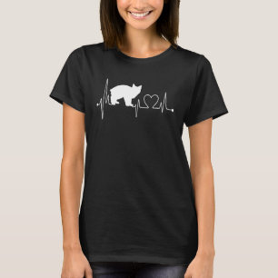 Manx Cat Heartbeat EKG  I Love My Manx Cat T-Shirt