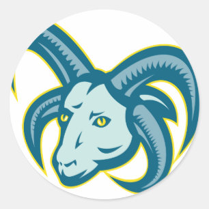 Manx Loaghtan Sheep Ram Head Mascot Classic Round Sticker