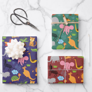 Many Animals Design Wrapping Paper