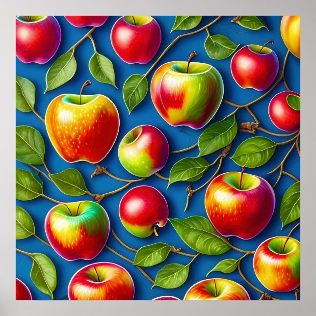 many apple fruit paintings, in the central  poster (Front)