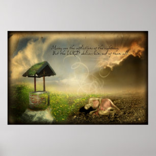 Many are the Afflictions (Scripture Art Poster) Poster