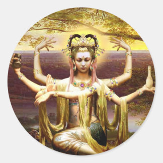 Many Armed Kwan Yin Classic Round Sticker