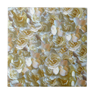 Many beautiful petals of rose ceramic tile