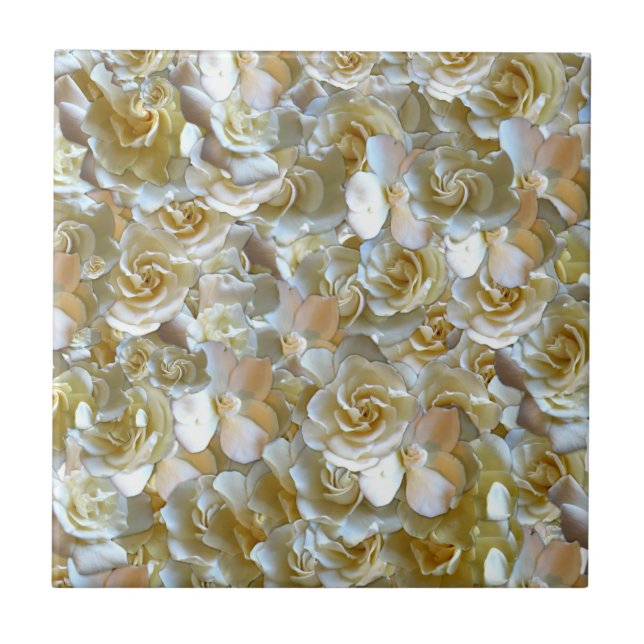 Many beautiful petals of rose      ceramic tile (Front)