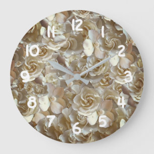 Many beautiful petals of rose     large clock
