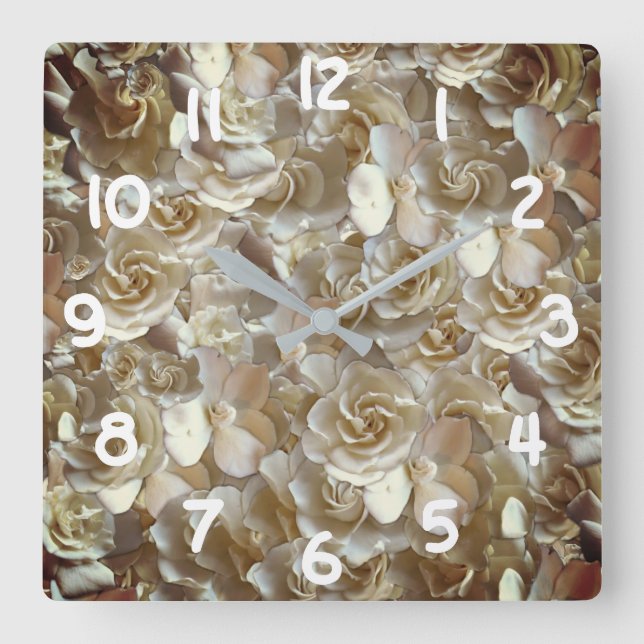 Many beautiful petals of rose     square wall clock (Front)