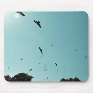 Many birds and a contrail mouse pad