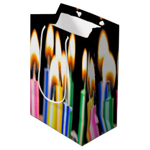 Many Birthday Candles On Black Medium Gift Bag