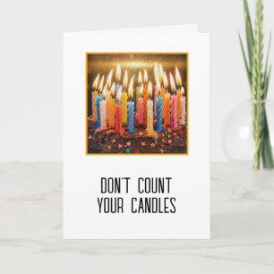 Many Birthday Candles on Chocolate Cake Card