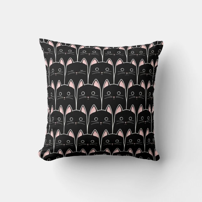 Many Black Cats Pattern Cushion (Front)