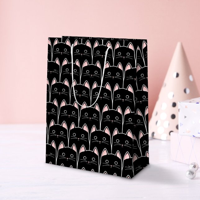 Many Black Cats Pattern Medium Gift Bag (Black Cat Pattern Gift Bag)