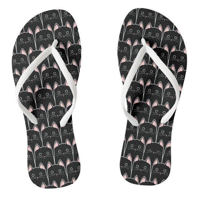 Many Black Cats Pattern Thongs (Footbed)