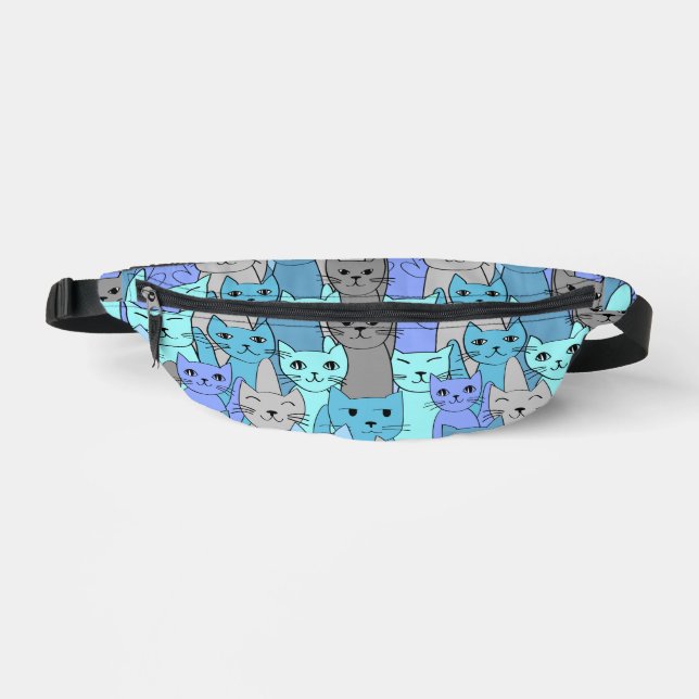 Many Blue Cats Design Fanny Pack Bag (Front)