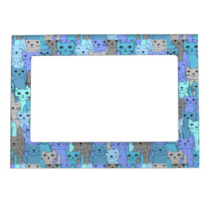Many Blue Cats Design Magnetic Photo Frame
