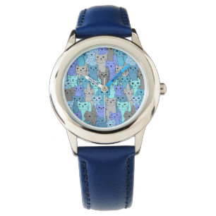 Many Blue Cats Design Wrist Watch