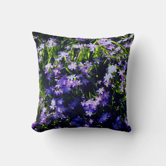 Many Blue Squill Spring Flowers Cushion (Front)