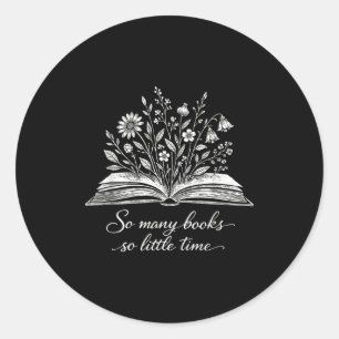 Many books little time funny bookworm classic round sticker