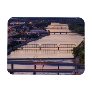 Many Bridges Span The Grand River, Sunset View Magnet