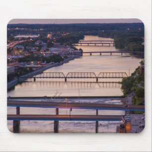 Many Bridges Span The Grand River, Sunset View Mouse Pad