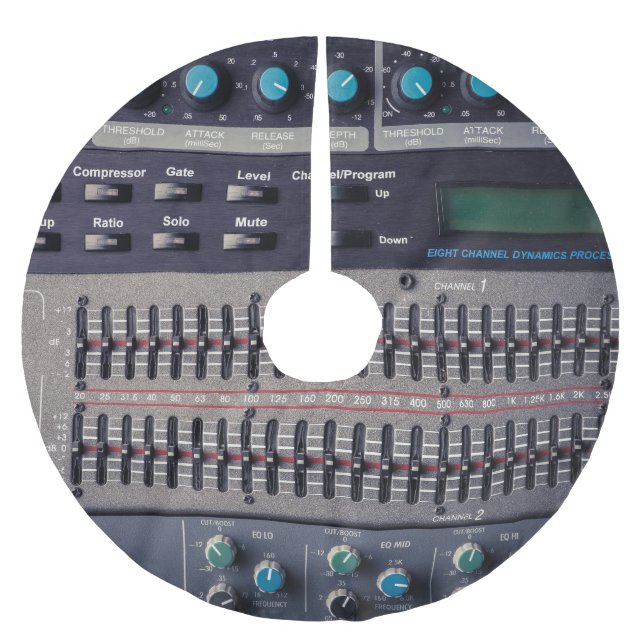 Many Buttons Sound Mixer Studio Brushed Polyester Tree Skirt (Front)